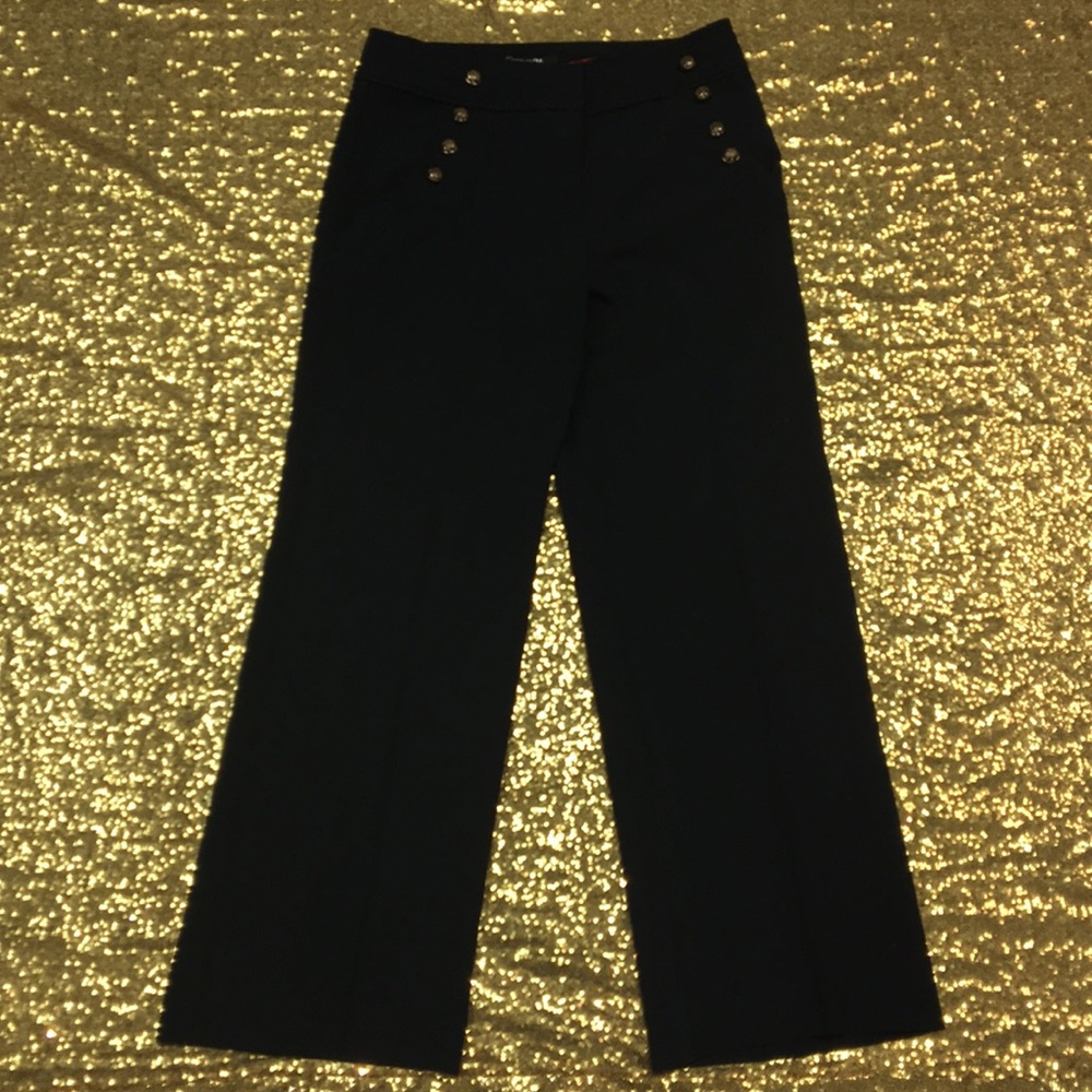 Wide Leg Trousers with Button Detail